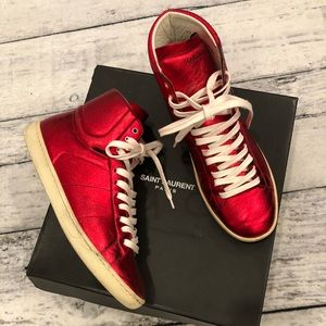 Metallic red saint Lauren sneakers